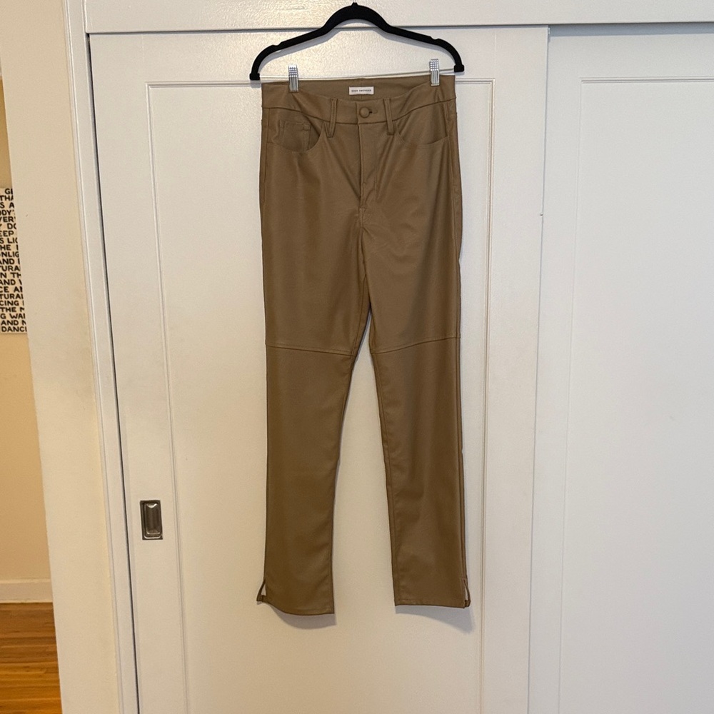 Good American Women's Tan Leather Pants